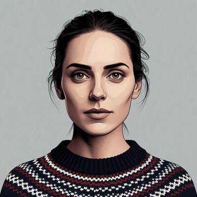 Woman in patterned sweater portrait