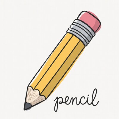 Yellow Pencil Illustration with Label