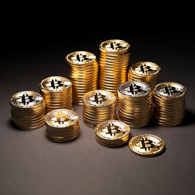 Stacks of Golden Bitcoin Coins