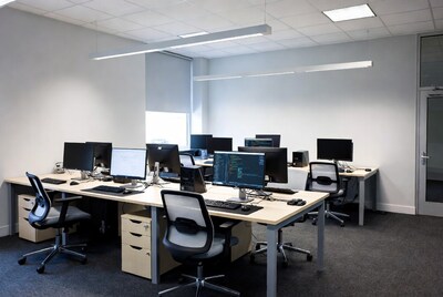 Empty Modern Office Computer Desks