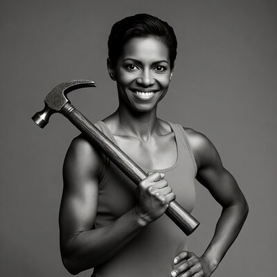 African-American woman holding hammer