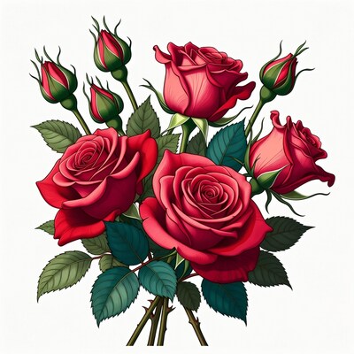 Red Roses Bouquet Illustration