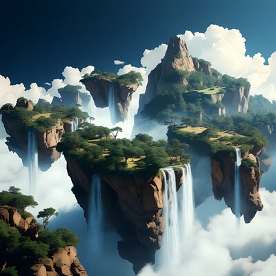 Floating Islands with Waterfalls