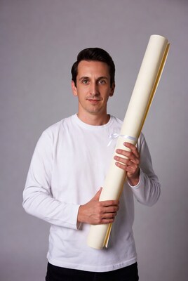 Man holding diploma scroll