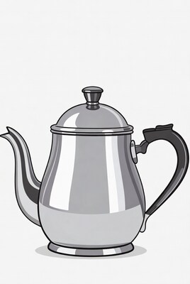 Silver Teapot Illustration