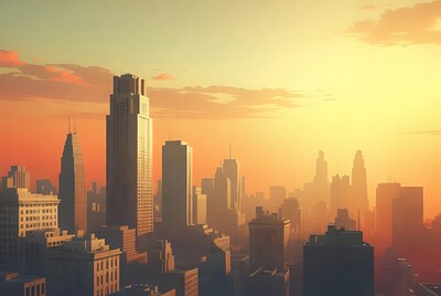 Sunset City Skyline Illustration