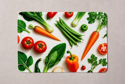 Fresh vegetables arranged on mat