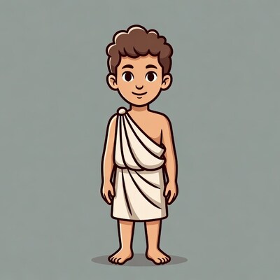 Cartoon boy in ancient toga