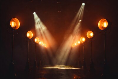 Spotlights Beaming on Empty Stage