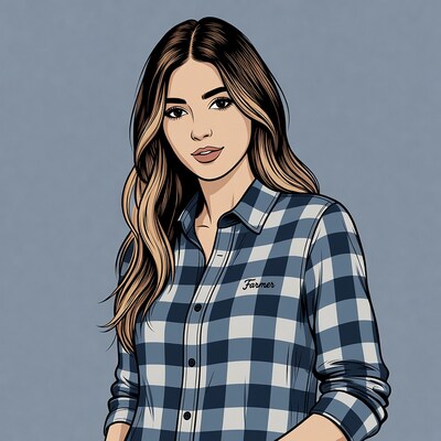 Female Farmer in Plaid Shirt Illustration