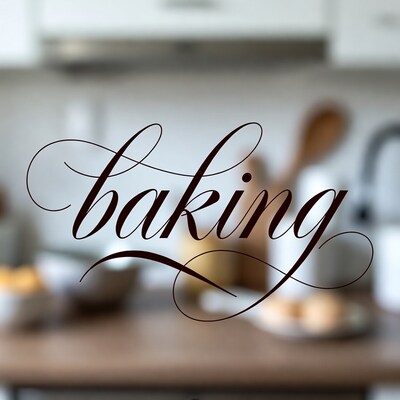 Baking Typography with Kitchen Background