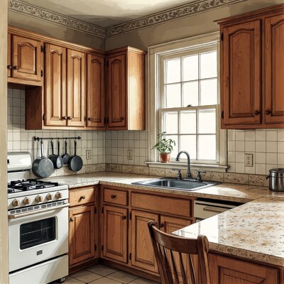 Vintage Wooden Kitchen Illustration