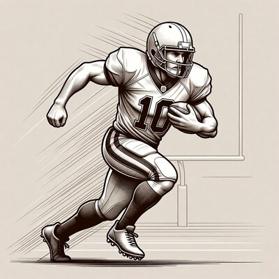 Football player running with ball