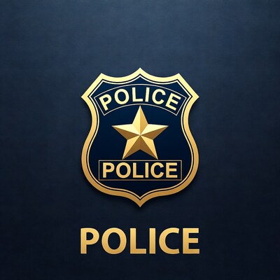 Golden Police Badge on Dark Background