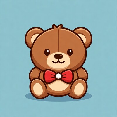 Cute brown teddy bear with red bowtie