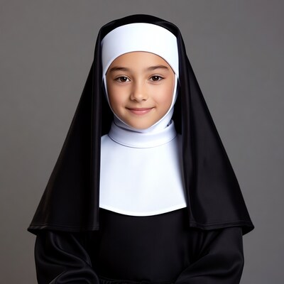 Young girl in nun habit smiling