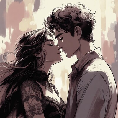 Man and woman kissing passionately
