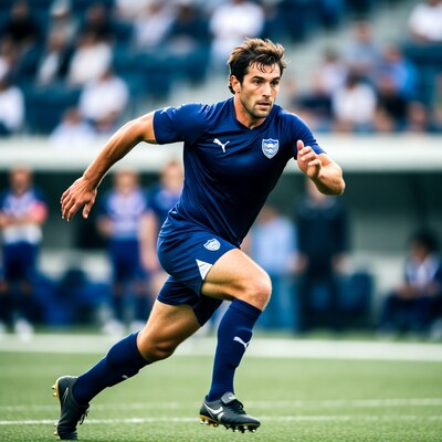 Soccer player running on field