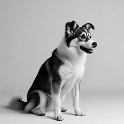 Sitting Siberian Husky puppy