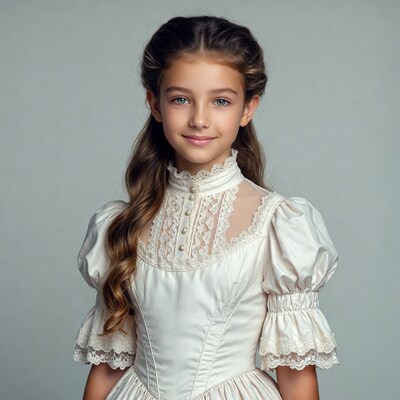 Girl in Victorian lace dress