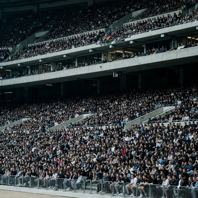 Crowded Stadium Audience in Bleachers