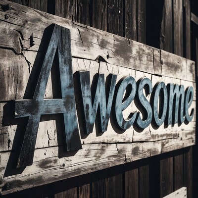 Awesome sign on wooden wall