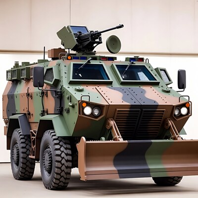 Camouflaged Armored Military Vehicle
