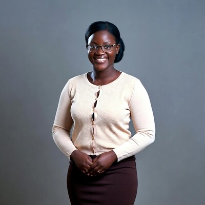 Smiling African-American woman in cardigan