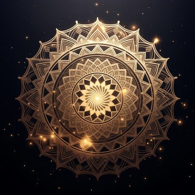 Golden Mandala on Dark Background