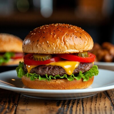 Classic Cheeseburger with Lettuce and Tomato