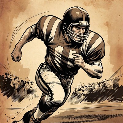 Football player running with ball