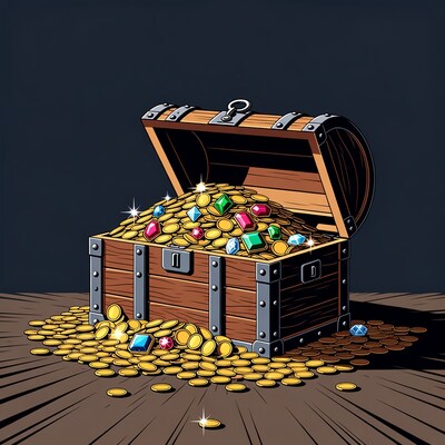 Open Treasure Chest with Gold Coins