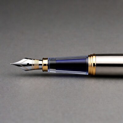 Luxury Fountain Pen on Gray Background