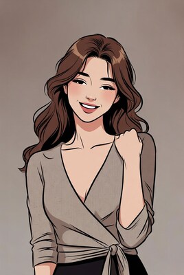 Smiling Asian woman in wrap top