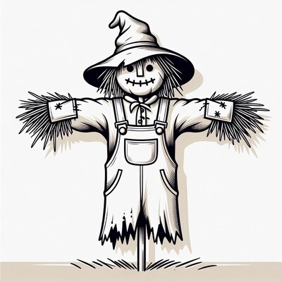 Scary Scarecrow in Witch Hat