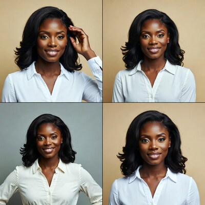 Smiling Black woman in white shirt