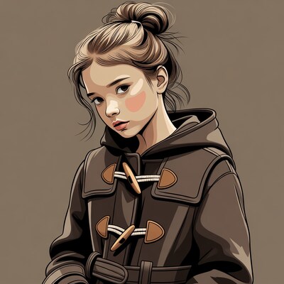 Girl in hoodie with bun hairstyle