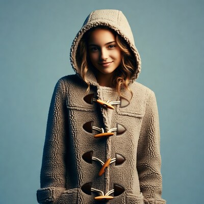 Girl in beige hooded coat