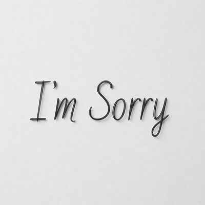 I'm Sorry text on white background
