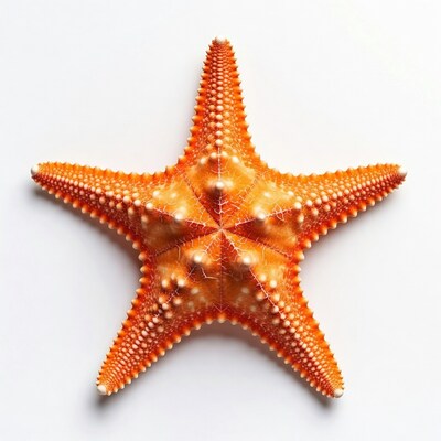 Orange starfish on white background