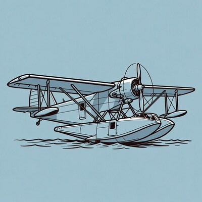 Vintage Seaplane on Water