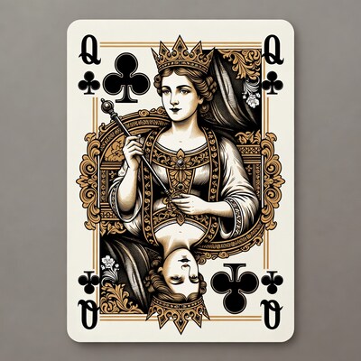 Queen of Clubs Playing Card