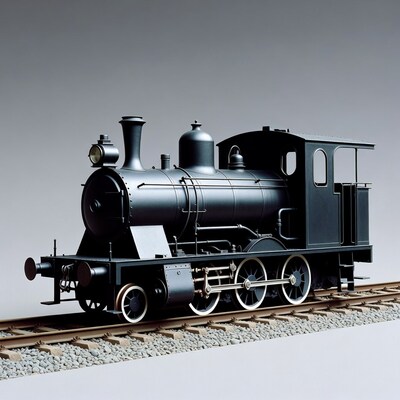 Black Steam Locomotive on Tracks