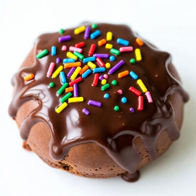 Chocolate donut with rainbow sprinkles