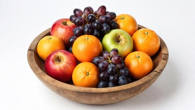Mixed Fruits in Wooden Bowl