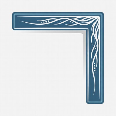Blue Swirling Corner Border Illustration