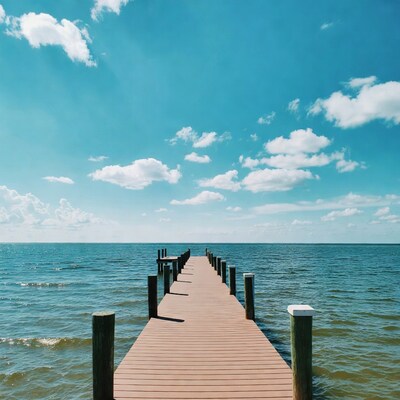 Wooden pier extending into ocean