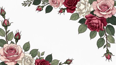 Watercolor Rose Border Illustration