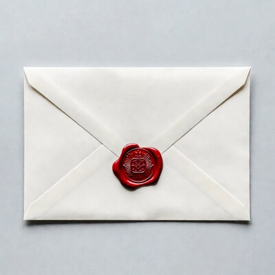 White envelope with red wax seal