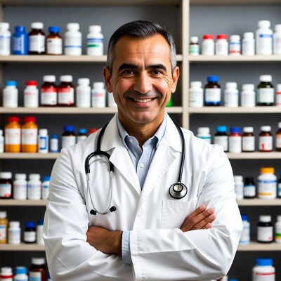 Smiling male doctor with arms crossed
